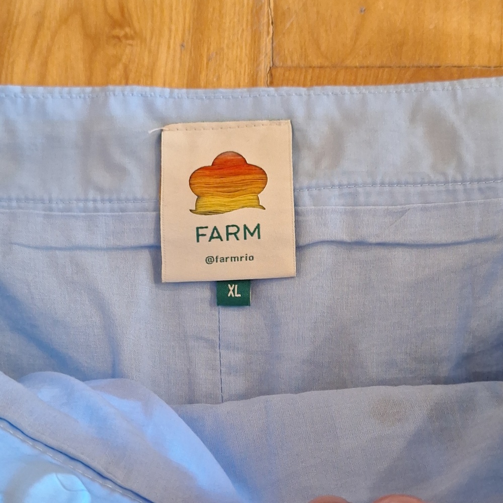 Farm Rio Richelieu Broderie Anglaise Sea Theme Midi Skirt Blue & Green XL - Picture 4 of 11
